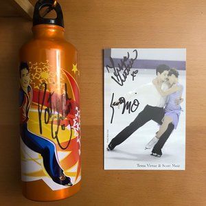 Tessa Virtue Scott Moir's Autograph AND Patrick Chan's Autographed Water Bottle